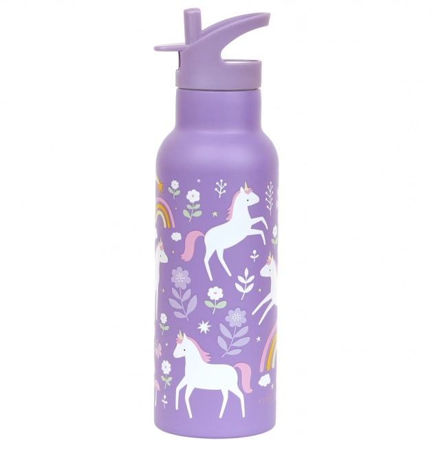 A Little Lovely Company Butelka ze stali nierdzewnej 500 ml – Jednorożce i tęcza