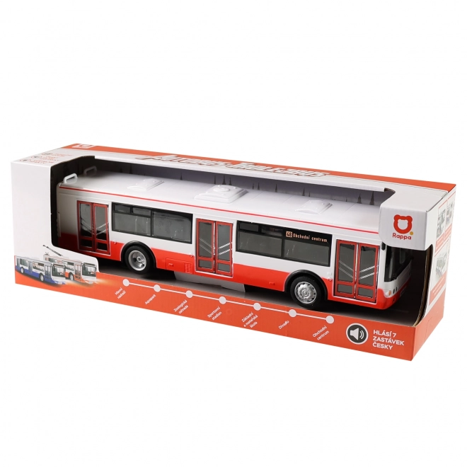 Autobus, który ogłasza przystanki po czesku 28 cm