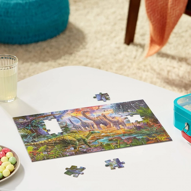 SCHMIDT Puzzle Dinozaury 4w1 w metalowej walizce (60,60,100,100 elementów)
