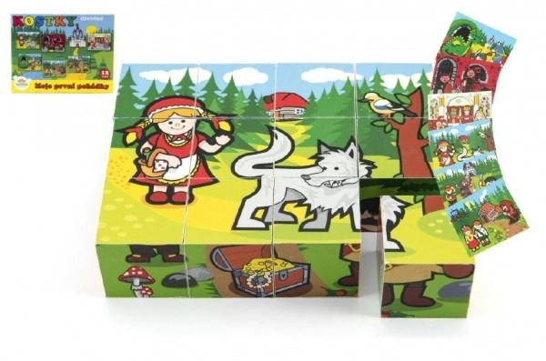 Drewniane kostki Moje pierwsze bajki 12 sztuk w pudełku 17x12,5x4cm