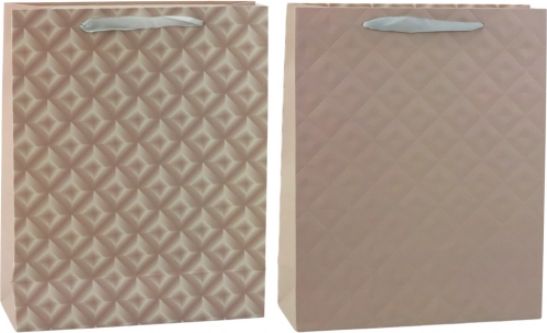 Torba prezentowa z tłoczeniem beżowa 32 x 26 x 10 cm