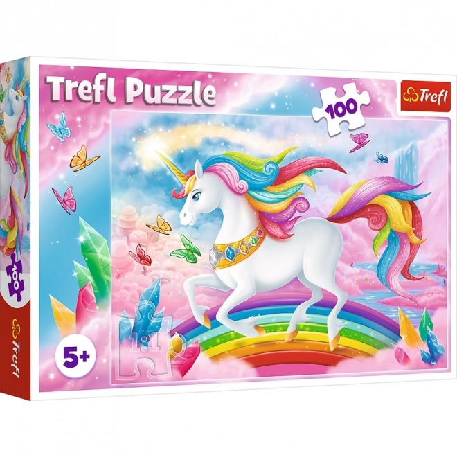 Puzzle w kryształowym świecie jednorożca 100 elementów 41x27,5cm w pudełku 29x19x4cm