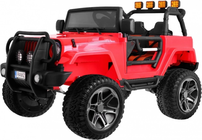 Dziecięcy elektryczny samochód terenowy Jeep Monster 4x4, czerwony, z pilotem, MP3 i regulowanym siedzeniem