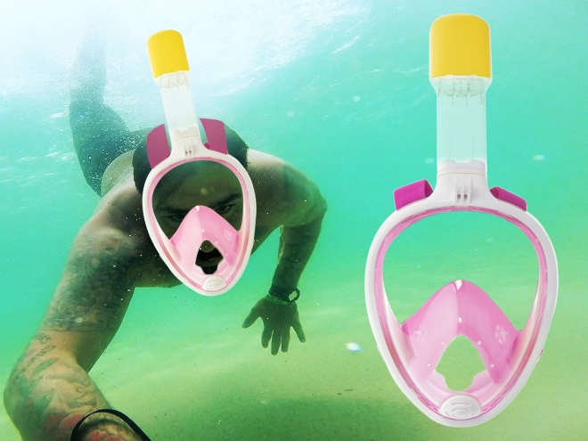 Składana pełnotwarzowa maska ze snorklem S/M różowa