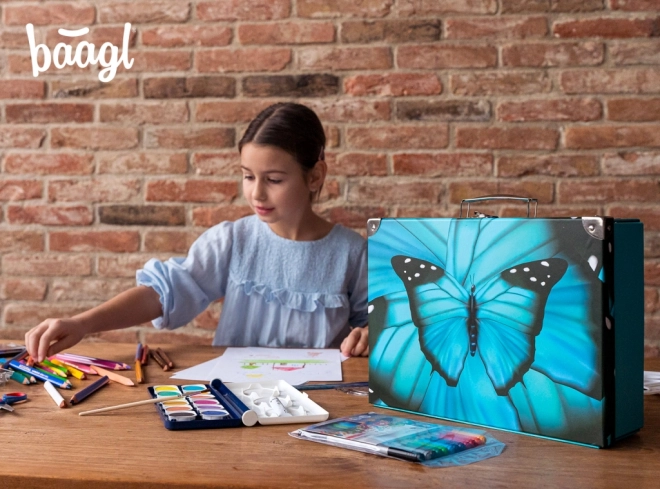 BAAGL Składana szkolna walizka Butterfly z okuciami