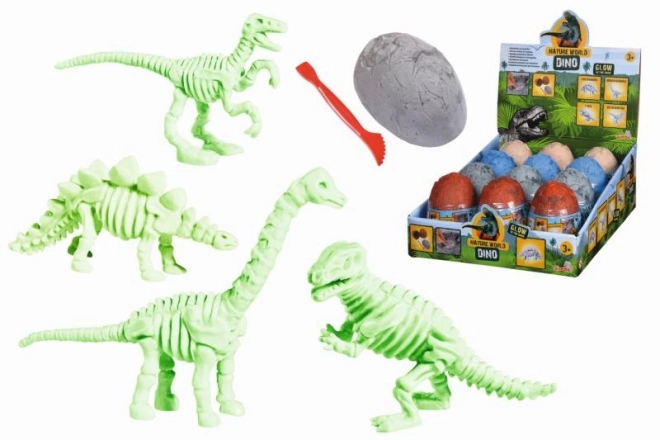 Zestaw wykopów z szkieletem dinozaura w jajku