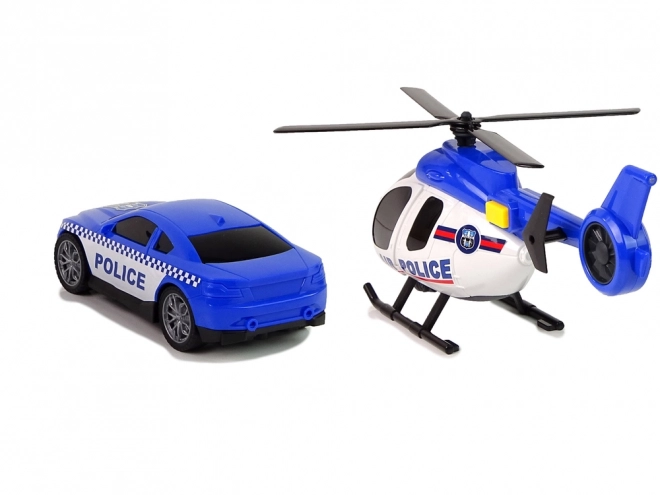 Zestaw policyjnych samochodów ciężarowych Helikopter dźwiękowy Światła