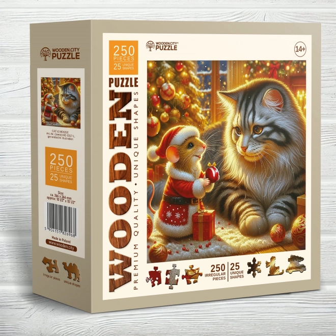 Drewniane puzzle Kot i mysz 250 elementów