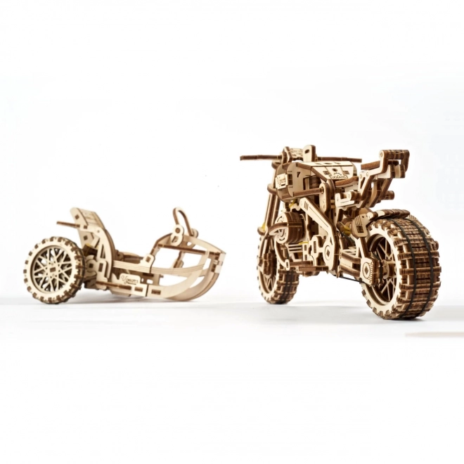 Ugears Puzzle 3D Motocykl z wózkiem 380 elementów