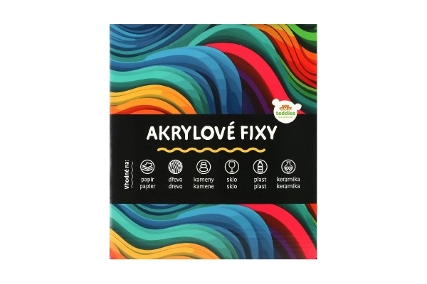 Mazaki akrylowe metaliczne 12 szt. również do ceramiki, szkła, kamieni, końcówka 4mm w blistrze 18,5x12cm