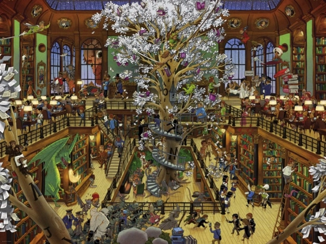 Puzzle 1500 elementów – Biblioteka, Oesterle + plakat