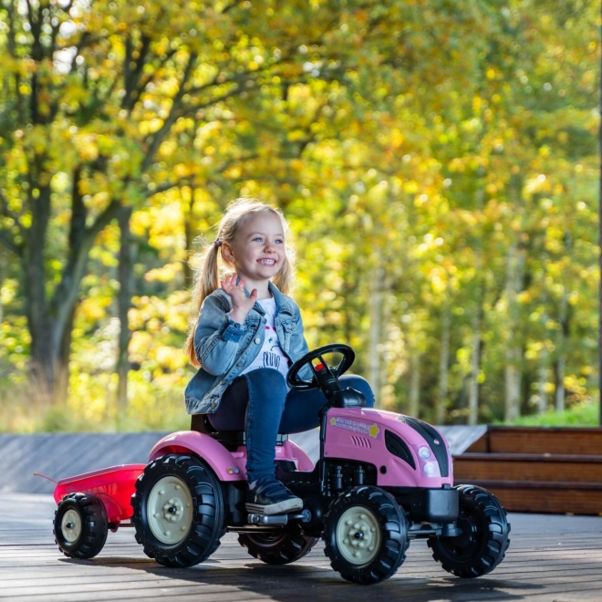 Traktor na pedały County Star z przyczepą różowy