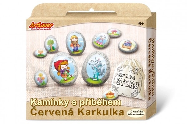 Kamienie z opowieścią z naklejkami - Czerwony Kapturek