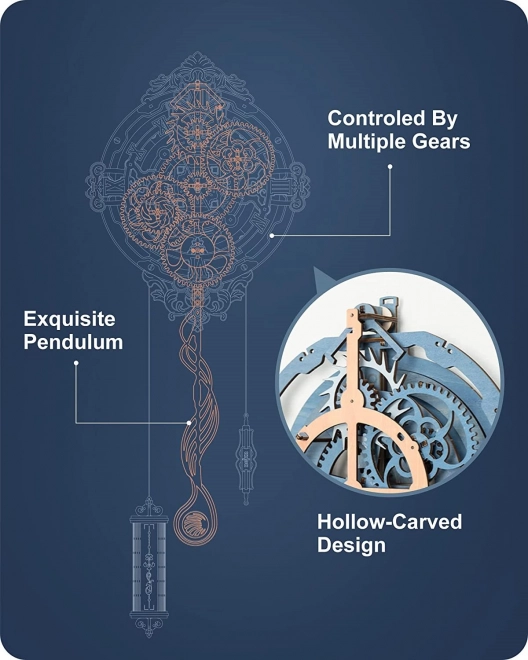 RoboTime 3D drewniane mechaniczne puzzle - Zegar ścienny