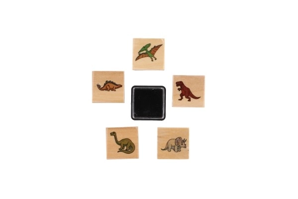Stemple drewniane 5+1 z poduszką dinozaury 3x3cm na karcie