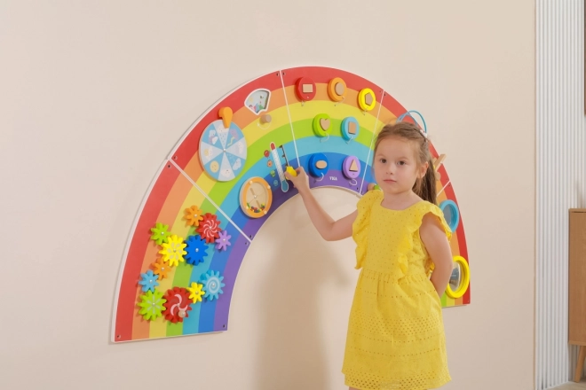 Drewniany panel ścienny montessori - tęcza