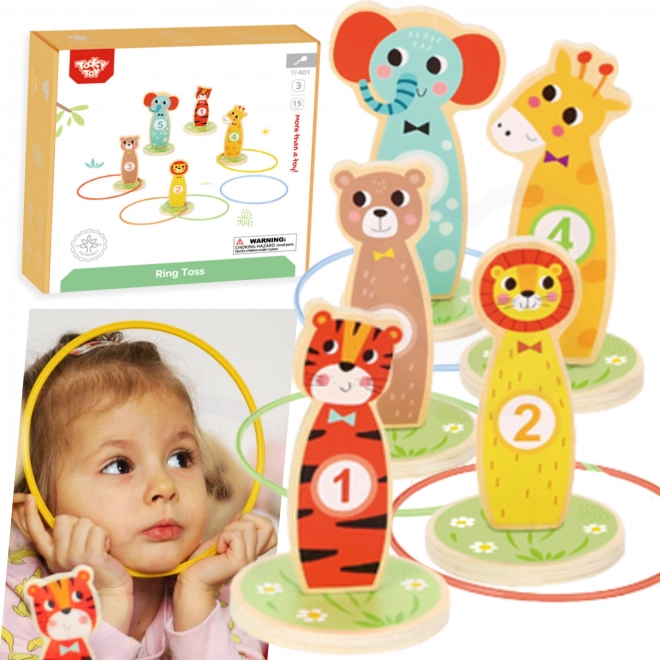 Drewniana gra zręcznościowa Tooky Toy - rzut do celu zwierzęta