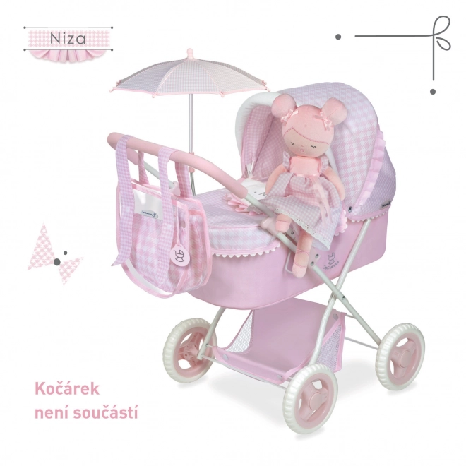 DeCuevas 20046 Pluszowa lalka NIZA - 36 cm z kołyską
