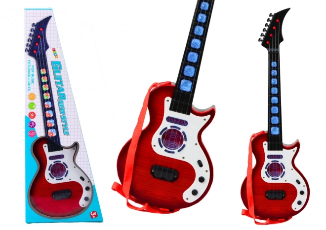 Elektryczna gitara dla dzieci z melodiami i światłami czerwona