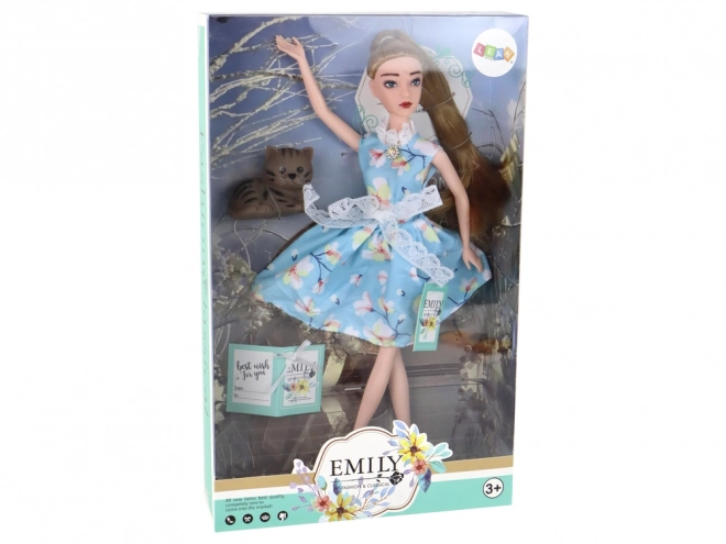 Emily Baby Doll Wiosenna długie włosy Niebieskie sukienki kotka