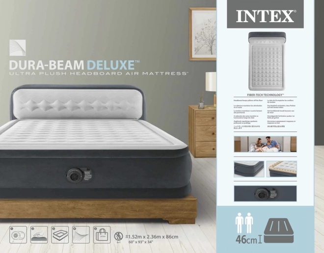 Materac dmuchany z wbudowaną pompką Intex Deluxe