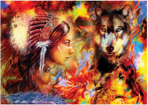Puzzle Dziewczyna i Wilk 1500 elementów