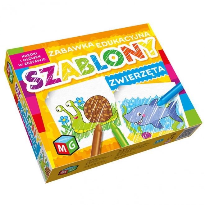 Szablony Zwierzęta zestaw kredek KS0560