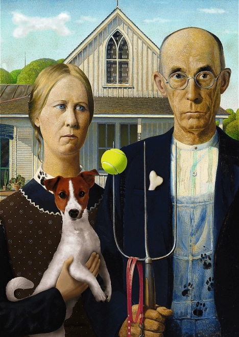 Puzzle 500 elementów American Gothic Psia edycja