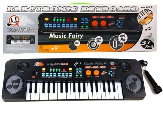 Keyboard organowy z mikrofonem 37 klawiszy USB
