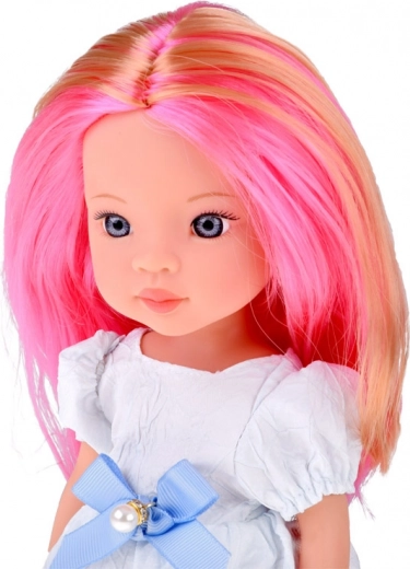 Elegancki strój z niebieską kokardą