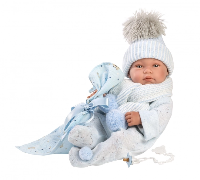 Llorens 84337 NOWORODEK CHŁOPCZYK - realistyczna lalka bobas z pełnym winylowym ciałem - 43 cm