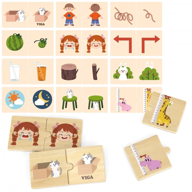 Drewniane puzzle z obrazkami przeciwieństw VIGA