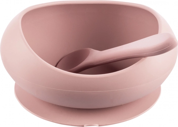Silikonowa miseczka z podwyższonymi brzegami i przyssawką, Old Pink