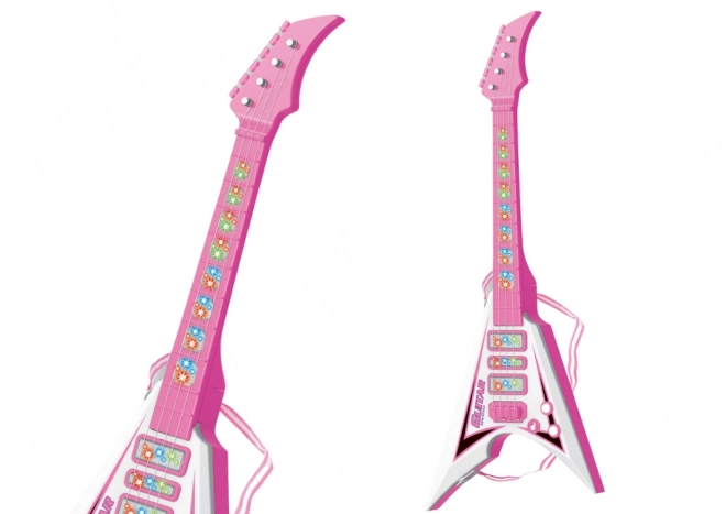 Elektryczna gitara dla dzieci ze światłami i melodiami różowa
