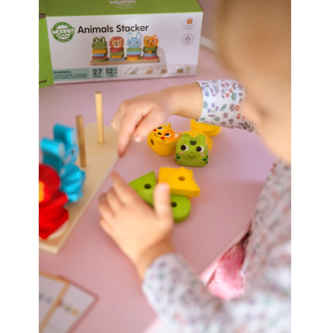 Montessori układanka zwierzątka piramidka 27 elementów FSC