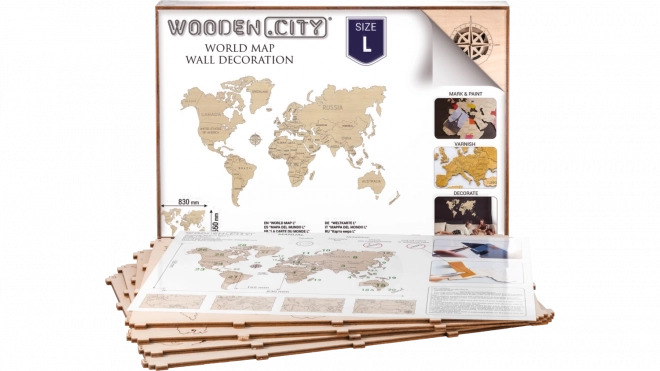 Drewniana mapa świata WOODEN CITY duża