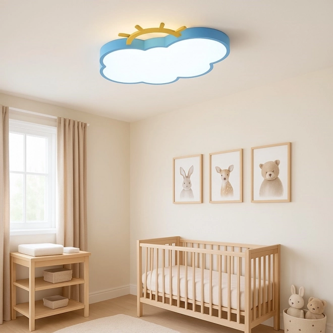 Dziecięca sufitowa lampa LED Chmurka z pilotem niebieska