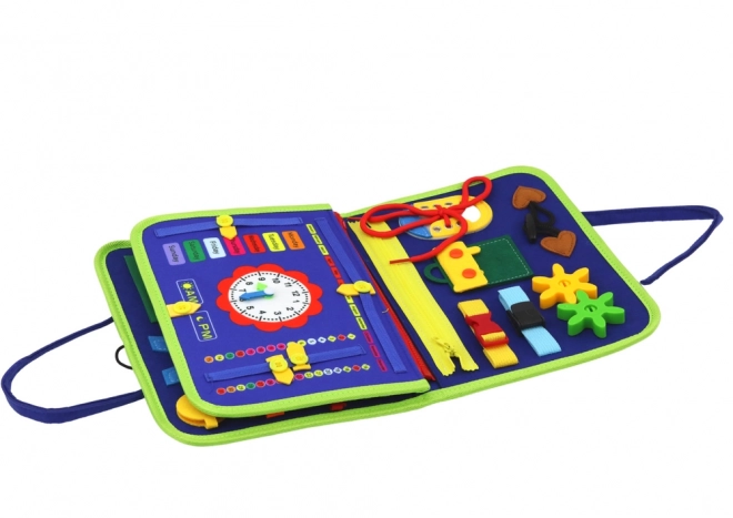 Dziecięca sensoryczna edukacyjna tablica niebieska