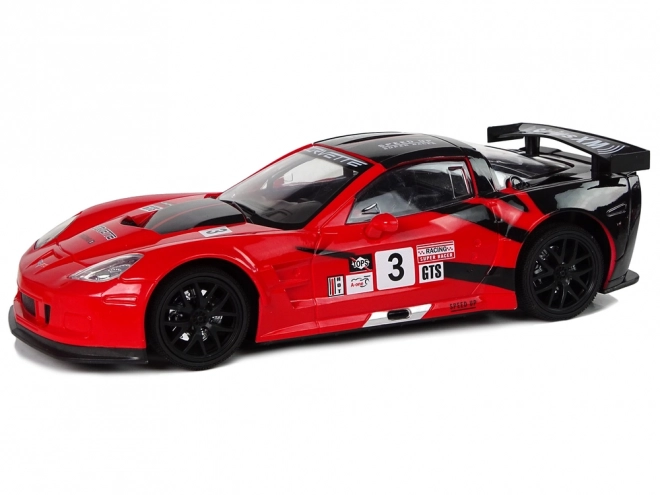 Sportowy wyścigowy RC samochód 1:18 Corvette C6.R czerwony 2.4G z oświetleniem