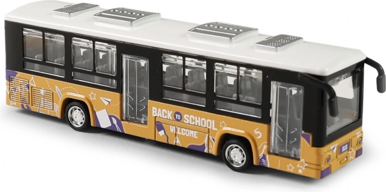 Metalowy autobus z otwieranymi drzwiami