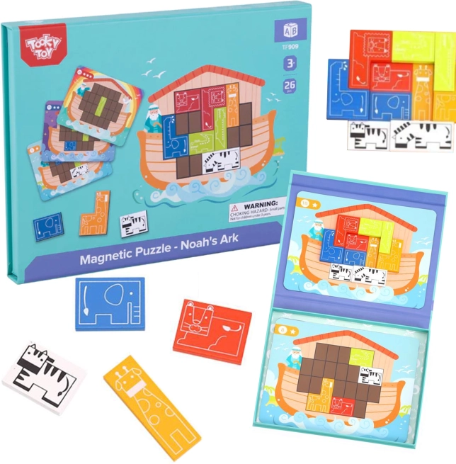 Tooky Toy magnetyczna logiczna układanka Arka Noego – 26 elementów