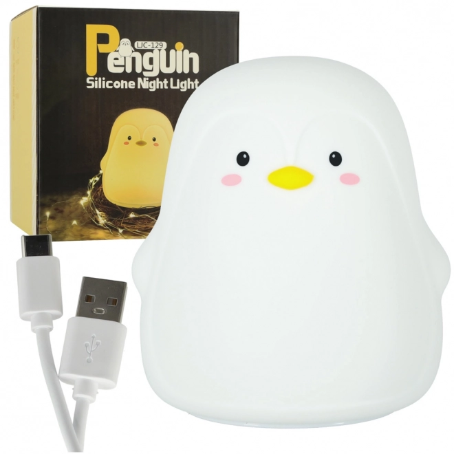 Dziecięca silikonowa LED nocna lampka pingwin