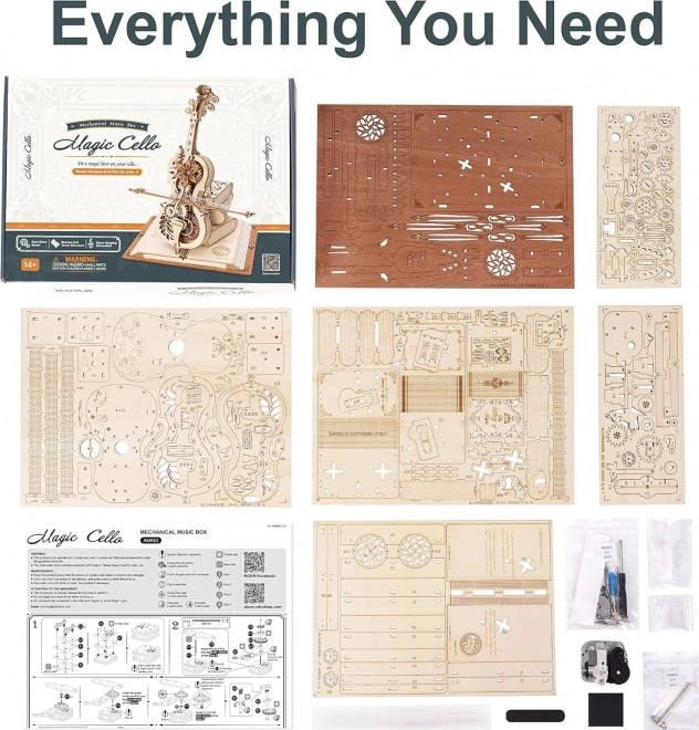 RoboTime drewniane mechaniczne puzzle Magiczne wiolonczelo (napęd elektryczny)