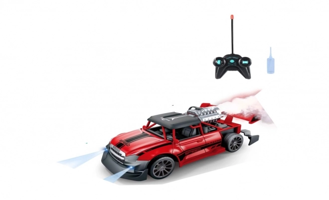 Zdalnie sterowane auto 1:20 z efektem dymu czerwone