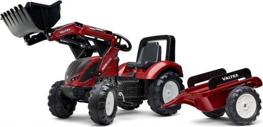 Dziecięcy traktor na pedały VALTRA z przednią łyżką i odpinaną przyczepą od 3 lat