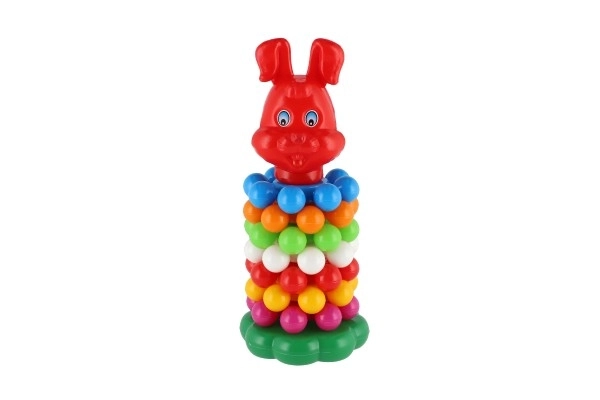 Układanka piramida z pierścieniami plastik 26cm w siatce 12m+