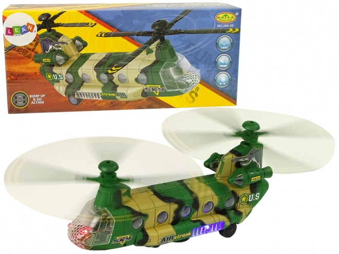 Wojskowy helikopter z lampkami LED i dźwiękami