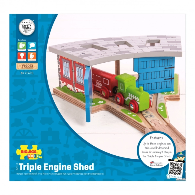 Bigjigs Rail Potrójny depo z drzwiami