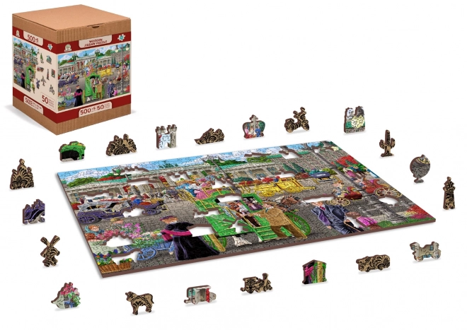 Drewniane puzzle z figurkami - Plac Paryski w Berlinie