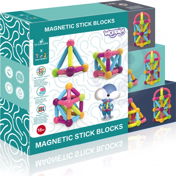 Woopie magnetyczne klocki edukacyjne duże 28 szt